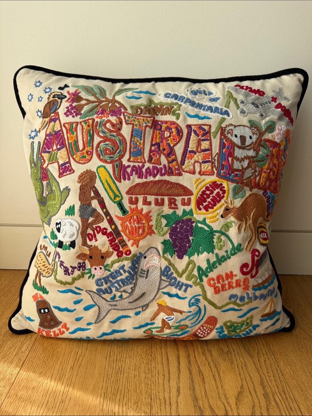CatStudio Australia Hand-Embroidered Pillow